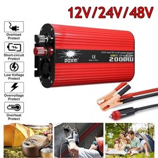 12V/24V/48V To 220V Power Chargeur onduleur 2000W Pure Sine Wave Converter Camp
