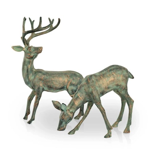 Aluminum garden deer pair - aluminum,