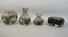 4x vintage 70s design Ernst Friedrich glass objects smoked glass ashtray etc