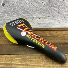 Velo Fulcrum Seat Crossbow Saddle 2000s Race MTB BMX Yellow Stitch Suspension