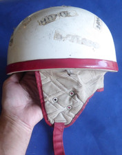 Ancien Casque De Motocycliste intérieur cuir 1920-40s pour petit tête