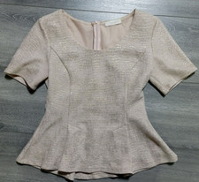 Lush Peplum Adult Womens Medium Gold Shiny Lined Office Evening Top