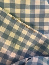 Antique Bonelo Fabric Coupon Blue Gingham Tiles Cotton Vintage Cotton Fabric