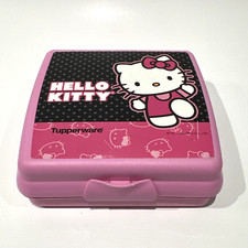 Tupperware Hello Kitty  Sandwich Keeper One Piece hinged Pink and Black