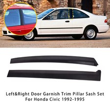 Left&Right Door Garnish Trim Pillar Sash Set SLJ-1173A-BK Pour Honda Civic 92-95