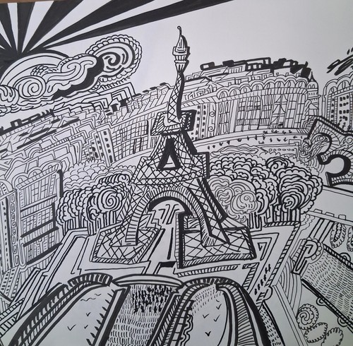 Dessin original paris tour - dessin,
