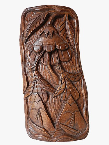 Beau panneau bois sculpté - panneau, en