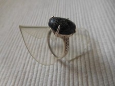 Bague argent massif 925, pierre noire taille 54 fort B195 lot
