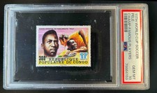 11th World Cup Soccer Stamps Pele Champ Famous Players PSA 10