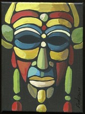 Masque Africain 2 - Poralzi, Peinture acrylique