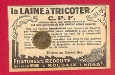 ROUBAIX (59) SPINNING MILLS DE LA REDOUTE / KNITTING YARNS / SMALL ADVERTISING 1923
