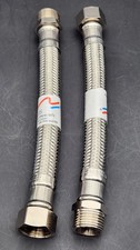Lot De 2 - Flexible Tressé Inox 18 Cm 15/21 Mâle - Femelle DN13 / PN16 90° Neuf 