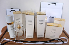 EMPTY Chanel Coco Mademoiselle Perfume Boxes, Bottle, Spray, Bags, Ribbon. EMPTY