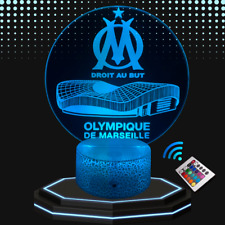 Lampe chevet 3D LED Olympique Marseille foot OM - Veilleuse changement couleurs