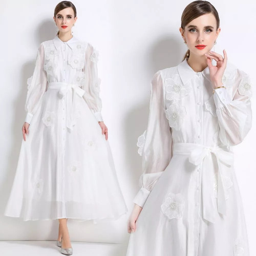 Robe longue blanche élégante - robe,