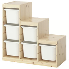 IKEA TROFAST Storage combination with boxes, light white stained pine/white