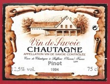 114-62 Savoy wine label Pinot Chautagne 94 Cave Coop. des Vins RUFFIEUX