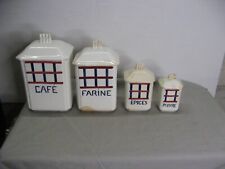 Beautiful series of 4 spice pots HBCM Creil Montereau Basque decor Bearn