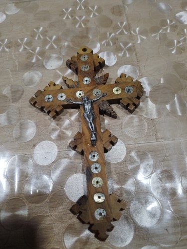 Ancien crucifix bois avec - bois,
