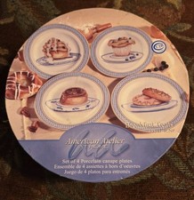 American Atelier Set of 4 Porcelain Canape Plates 6.5" Diameter Boxed Set 