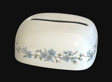 ANCIEN DEVIDOIR PAPIER TOILETTE EN PORCELAINE DE PARIS FLEURS BLEUES