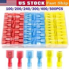 500PC Male Female Insulated Spade Terminal Crimp Quick Disconnect Wire Connector