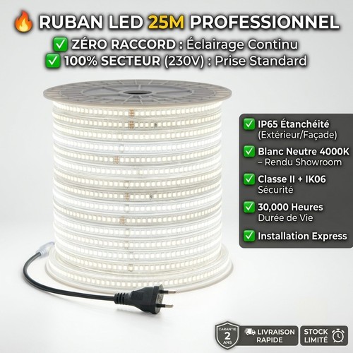 Ruban led 25m 230v ip65 - 230v,