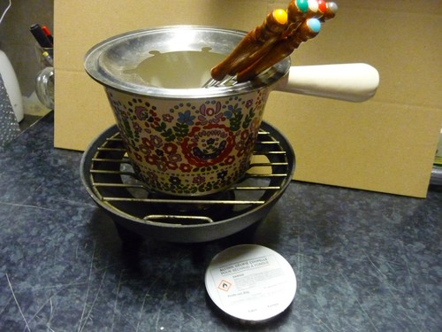 Service fondue fleurs - fondue, a