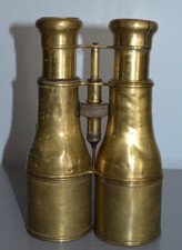 Antique Pair of Brass Marine Binoculars Signed J. Mahier le Havre Early XX