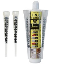 Résine de scellement chimique polyester à injection + 4 canules