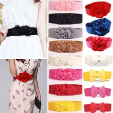 Women Wide Waist Belt Lace Rose Flower Elastic Stretch Waistband Corset Cincher☆