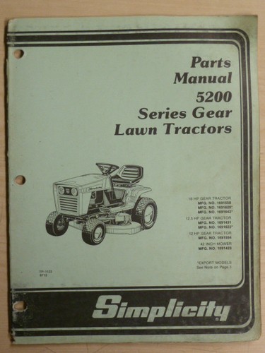 Simplicity parts manual 5200 - simplicity,