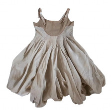 Robe courte boule Rayée beige