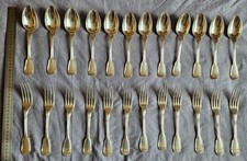 CHRISTOFLE 12 couverts de ménagère métal argenté modèle à filets contour chinon