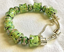 🌟PROMO - BRACELET chaîne  serpent 925, perles verre de Murano 🌟