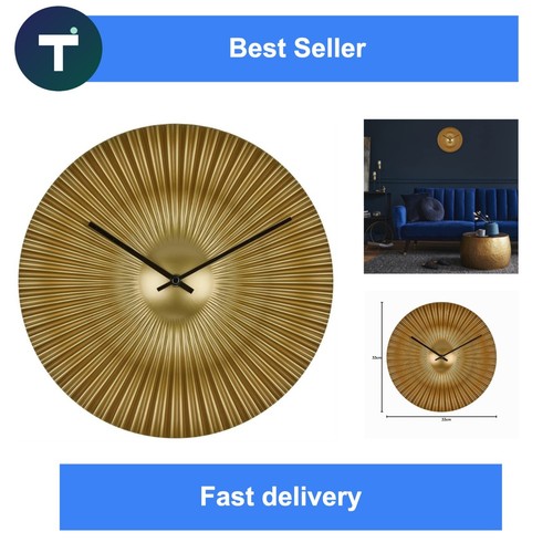 Horloge murale design - , dorée
