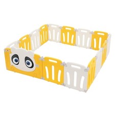 Parc bébé modulable design panda avec barrière sécurité blanc-jaune 160x160 cm