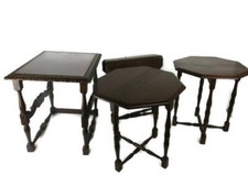 Set Wood Side Occasional Wine Coffee Table Pedestal Plant Stand pliable Set of 4