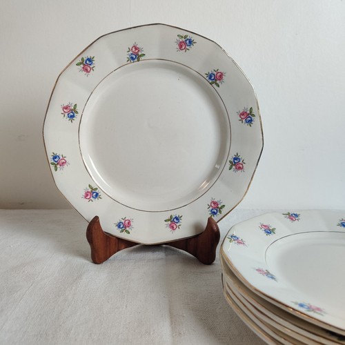 Assiettes plates décor fleuri - assiettes,