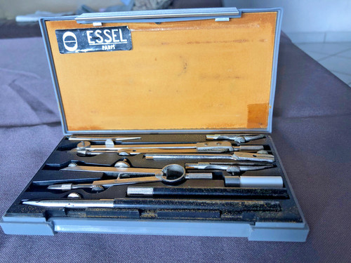 Ancienne boite compas essel - ancienne,