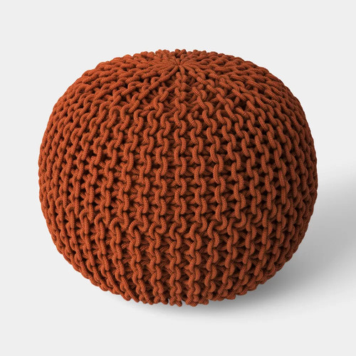 X22 rope knit pouf orange - 16"x22",
