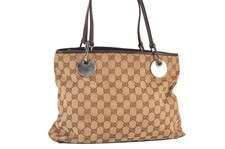Authentic GUCCI Eclipse Shoulder Hand Bag GG Canvas Leather 120837 Brown 2153N