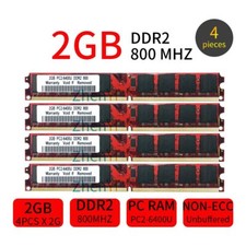 8GB Kit 4x 2GB PC2-6400U DDR2 800MHz DIMM Desktop RAM For Computer PC Memory