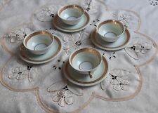 René CAIRE Limoges Art Porcelain x4 Coffee Cup or Tea Frieze Gold Star