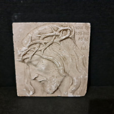 Antique plaster plaque "You who suffer, go to him" - 20th century