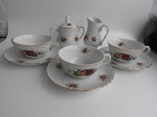 3 Person FINE Porcelain Coffee/Tea Creamer Sugar Bowl Service