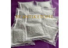 Lavender cushion wardrobe, antique linen, gift monogram antique husbands, wedding