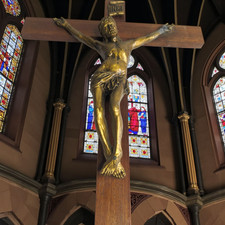 Crucifix ancien bois bronze
