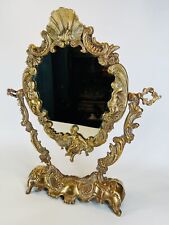 Antique Baroque Style Swivel Psyche Table Mirror, 1950s - Gilded Bronze