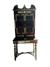 ️ MEUBLE ANCIEN POGLIANI - BUREAU AVEC VITRINE - ÉBANISÉ INCRUSTÉ '800